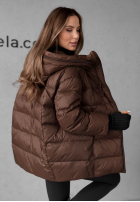 Długa pikowana Jacke z kapturem New In Town Schokoladenbraun