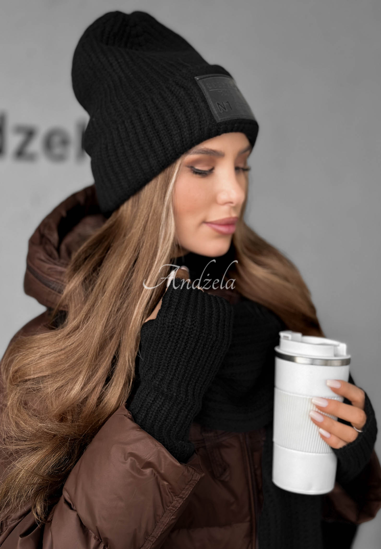 Set aus Mütze, Schal und Handschuhen 3in1 December Schwarz