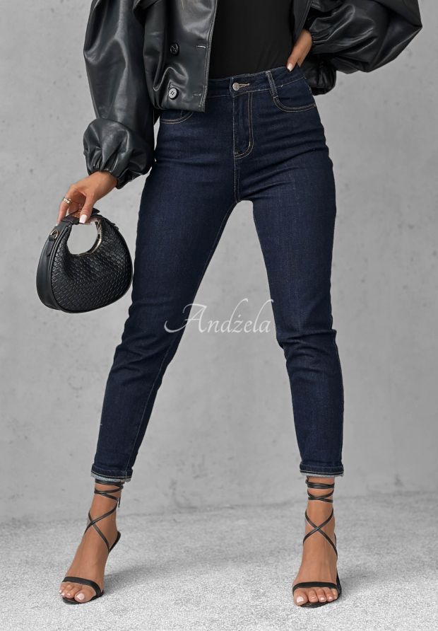 Jeans mom fit mit G&uuml;rtel Let&rsquo;s Not Talk Dunkelblau