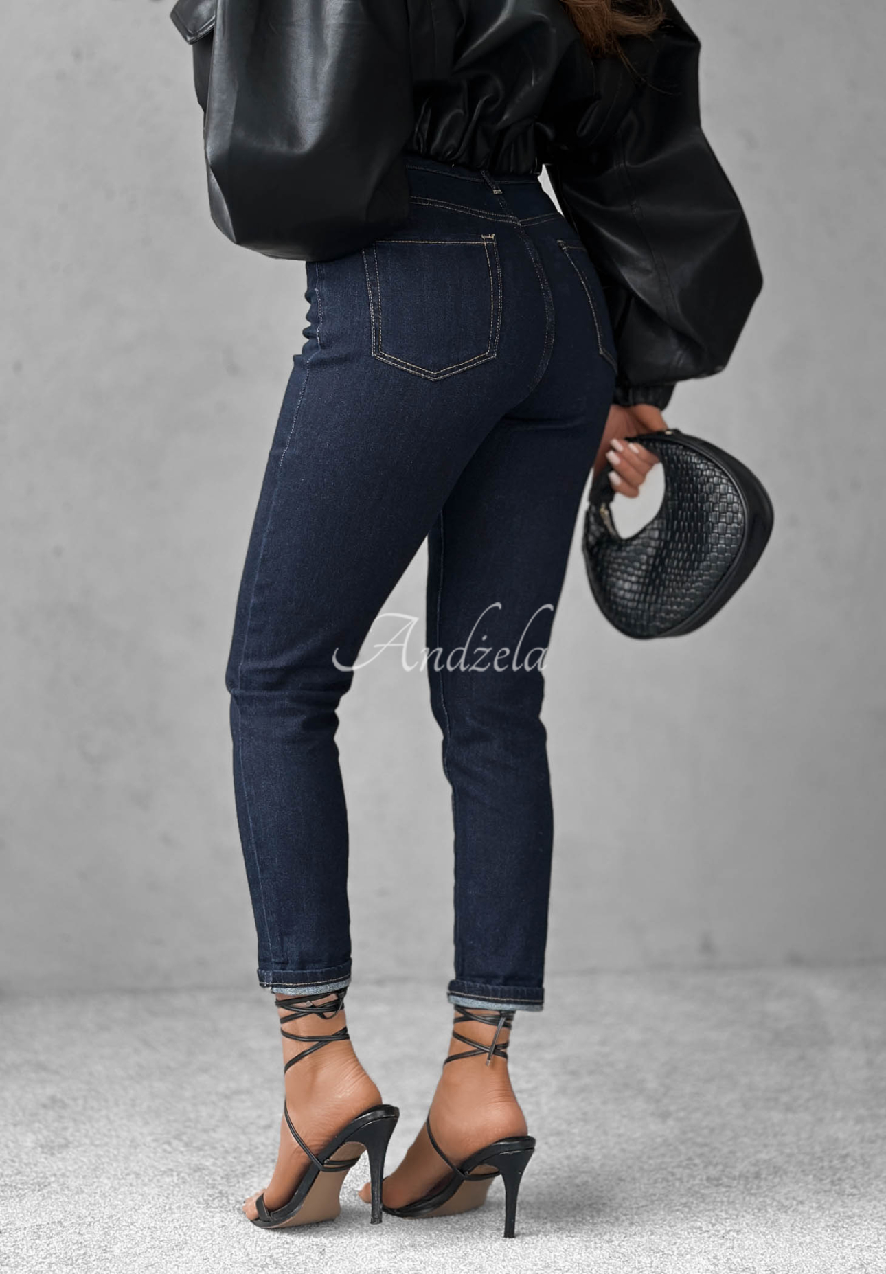 Jeans mom fit mit Gürtel Let’s Not Talk Dunkelblau