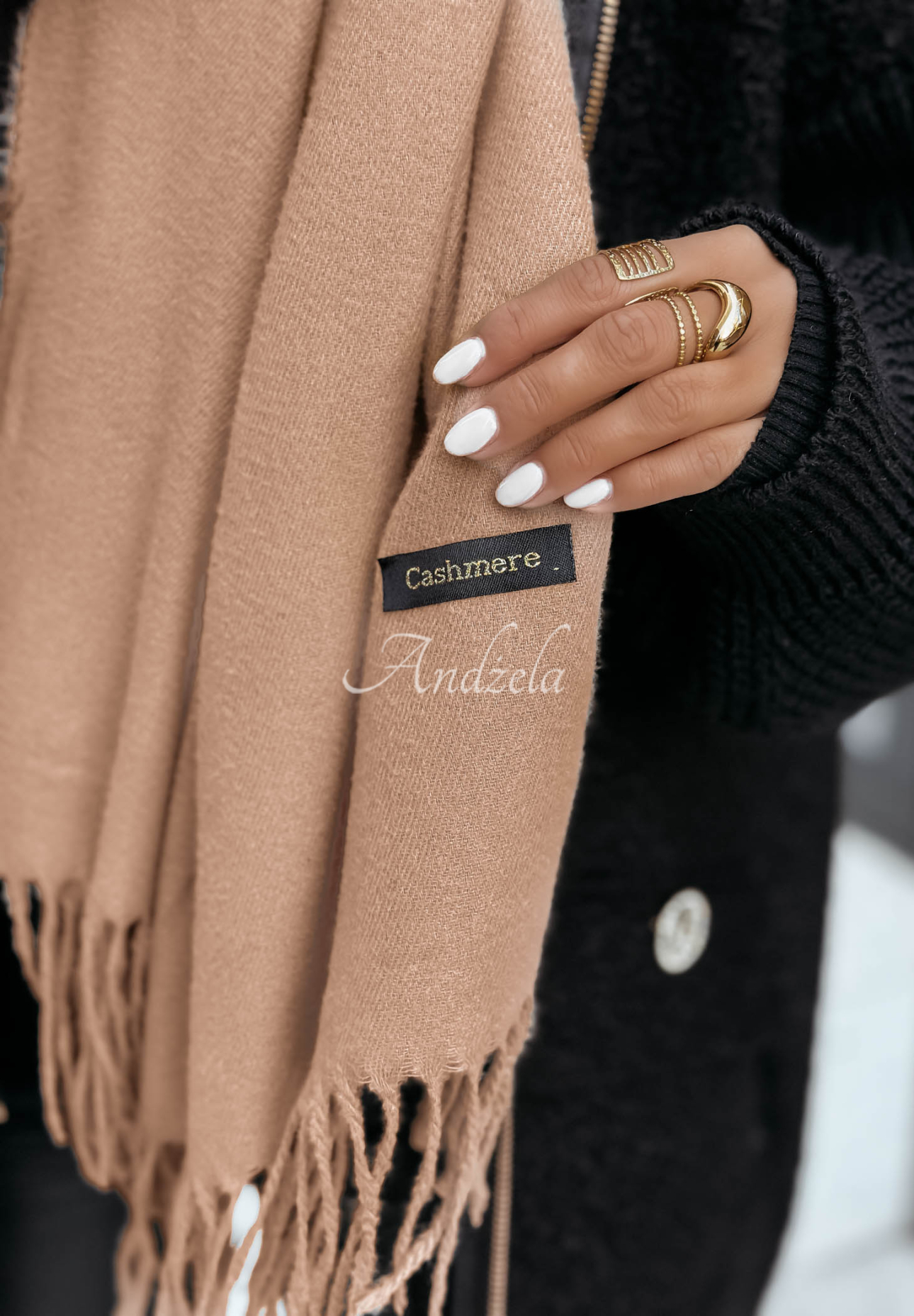 Schal mit Fransen Closer To Heaven Beige