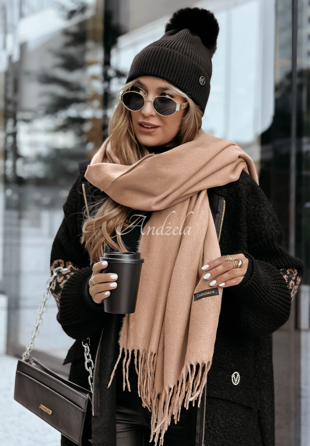 Schal mit Fransen Closer To Heaven Beige