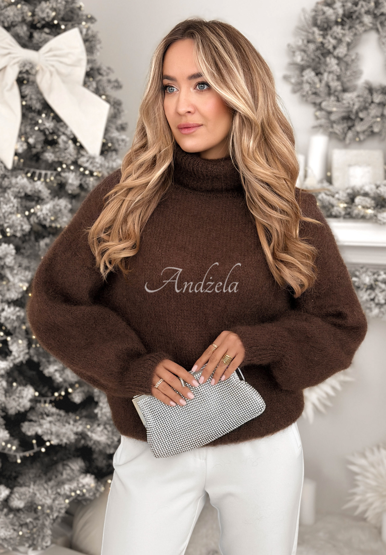 Fireplace Stories chocolate mohair turtleneck sweater