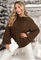 Pleciony Pullover oversize Days Are Short Schokoladenbraun