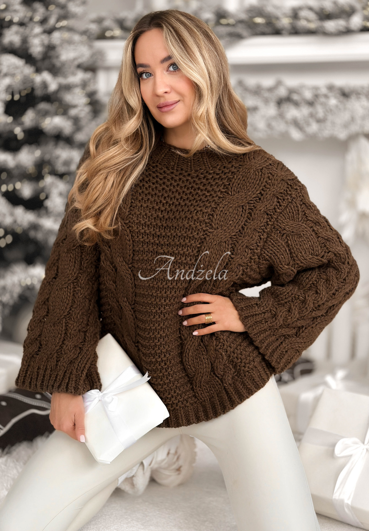 Oversize-Strickpullover aus Wolle Days Are Short Schokoladenbraun
