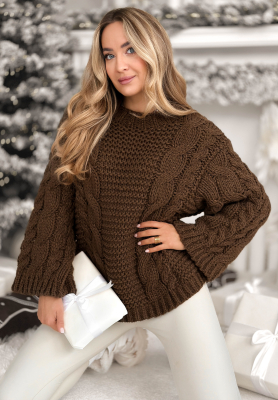Oversize-Strickpullover aus Wolle Days Are Short Schokoladenbraun