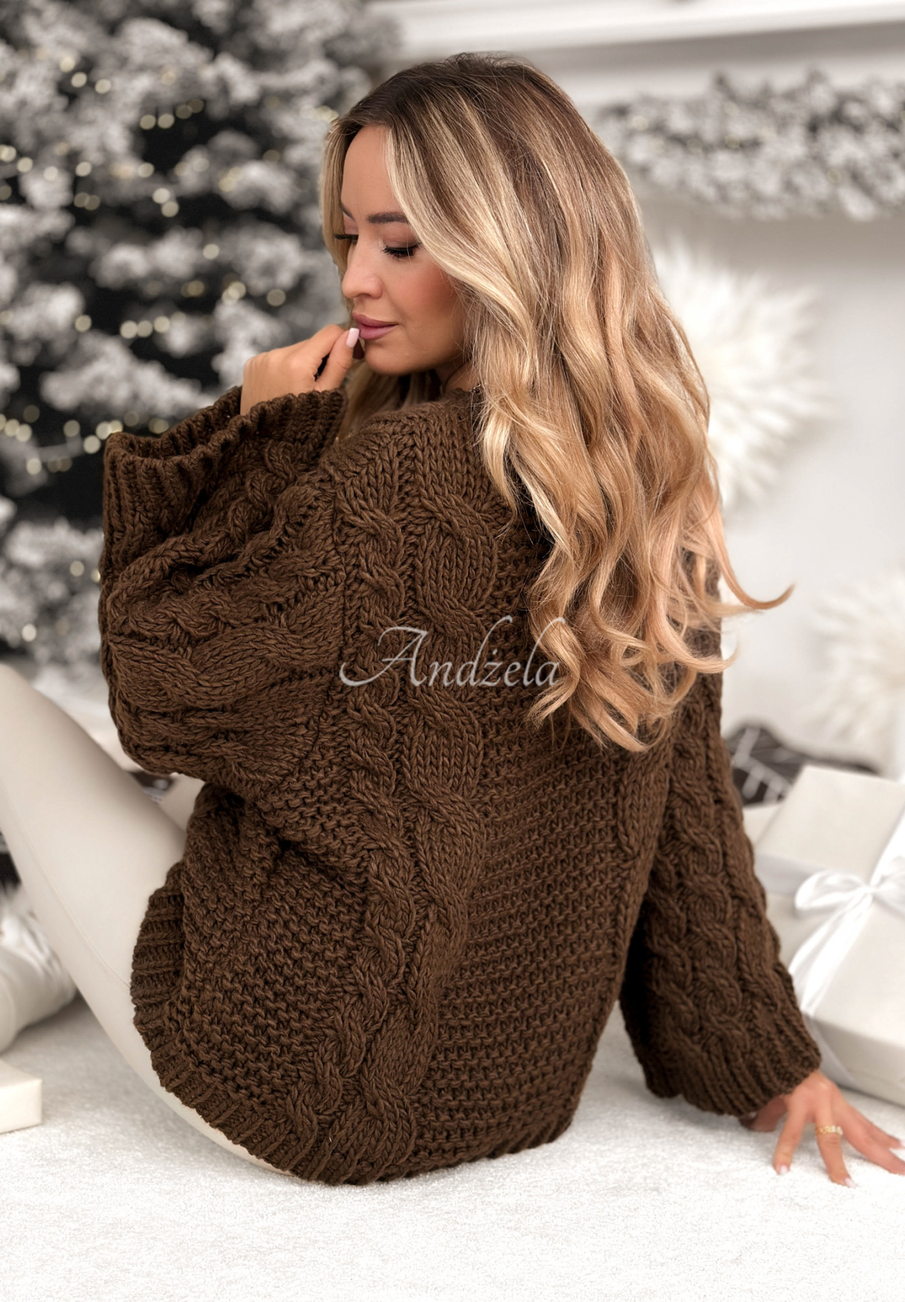 Oversize-Strickpullover aus Wolle Days Are Short Schokoladenbraun