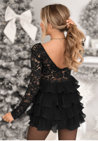 Kleid mini z koronką i falbankami Find My Way Schwarz