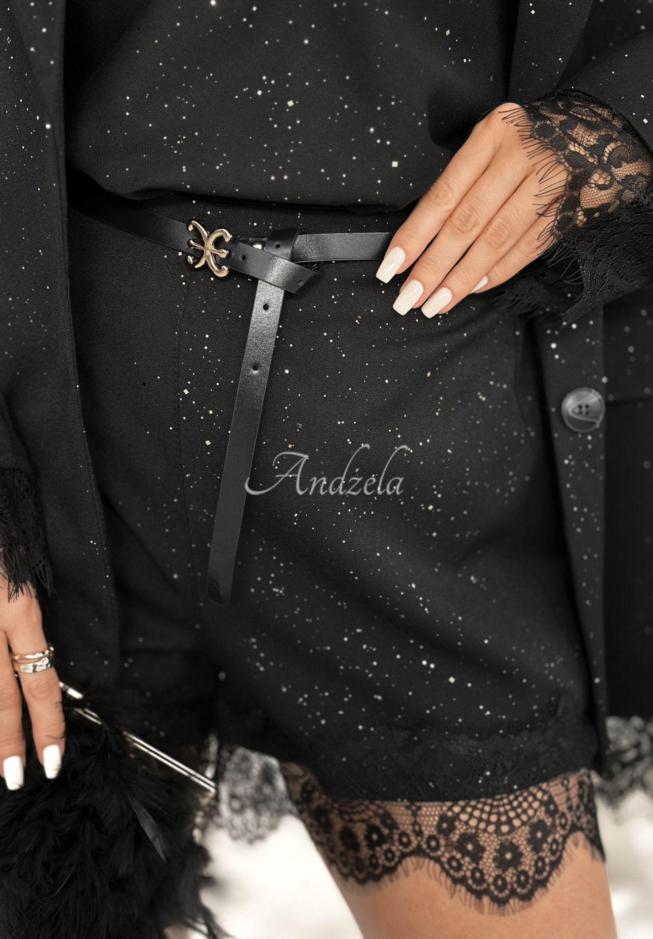 Glitzernde Shorts mit Spitze Shine &amp; Sparkle Schwarz