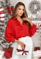 Hemd z kryształkami Crystal Brilliance Burgunderrot