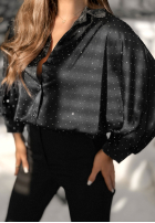 Hemd z kryształkami Crystal Brilliance Schwarz