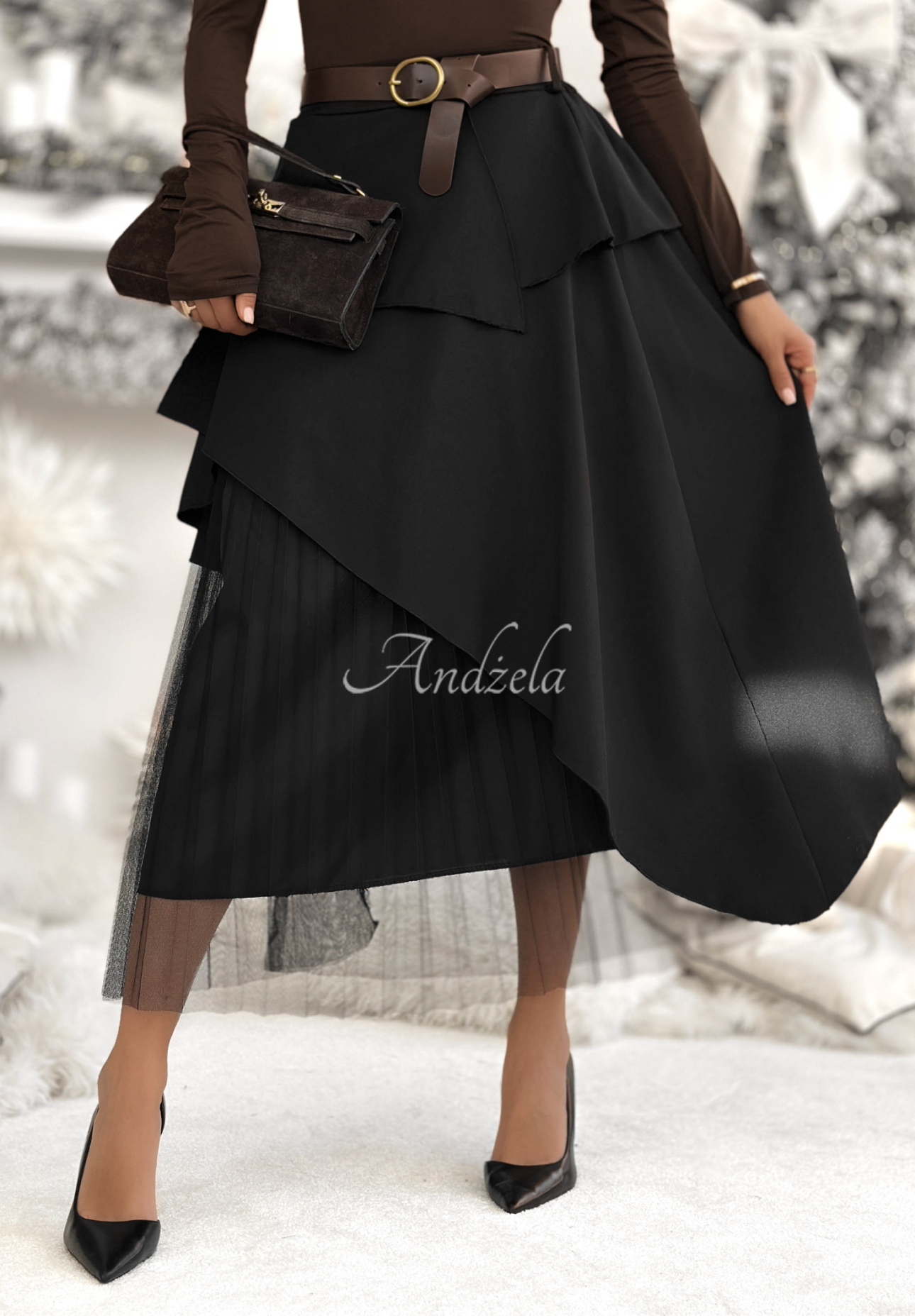 Plissierter Rock mit Gürtel Change You Wish Schwarz