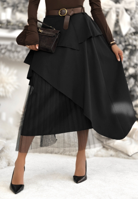 Plissierter Rock mit Gürtel Change You Wish Schwarz