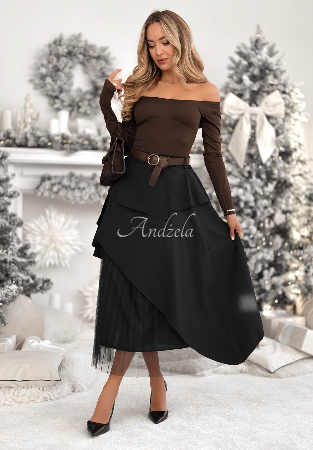 Plissierter Rock mit Gürtel Change You Wish Schwarz