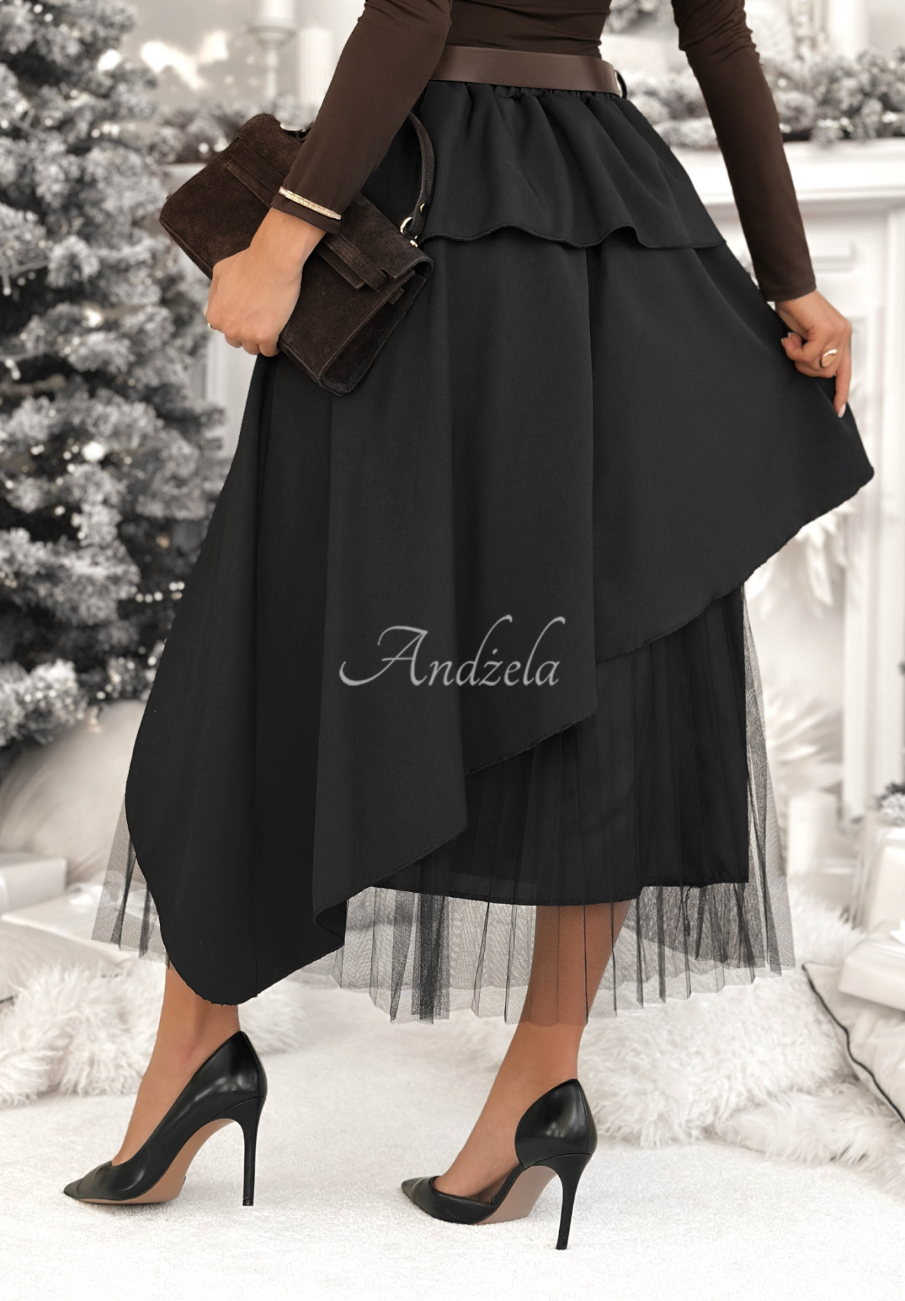 Plissierter Rock mit Gürtel Change You Wish Schwarz