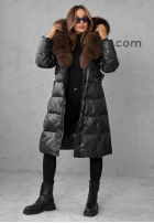 Długa pikowana Jacke z futerkiem Winter Time Schwarz