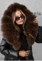 Długa pikowana Jacke z futerkiem Winter Time Schwarz