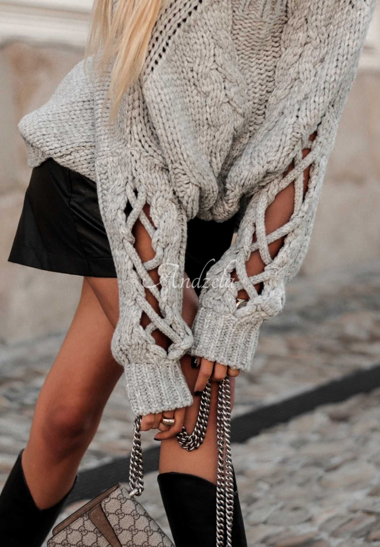 Pullover mit dekorativem Strickmuster Cocomore Casual Grau