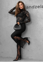 Material-Schlaghose mit Spitze Compliment Me Schwarz