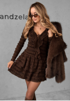 Kleid mini z falbankami Still Miss You Schokoladenbraun