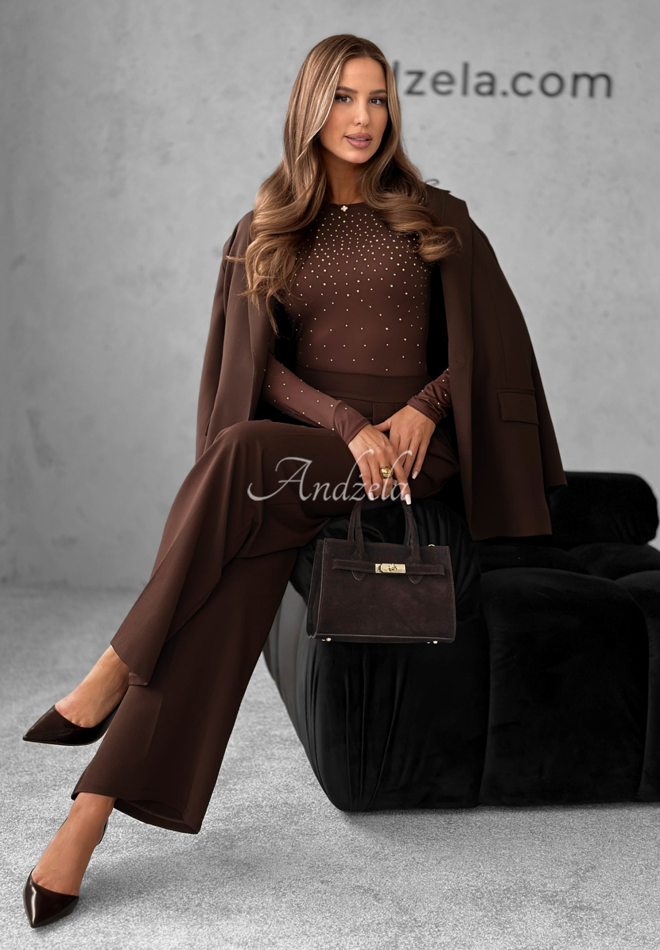 Body mit Kristallen Crystal Dawn Schokoladenbraun