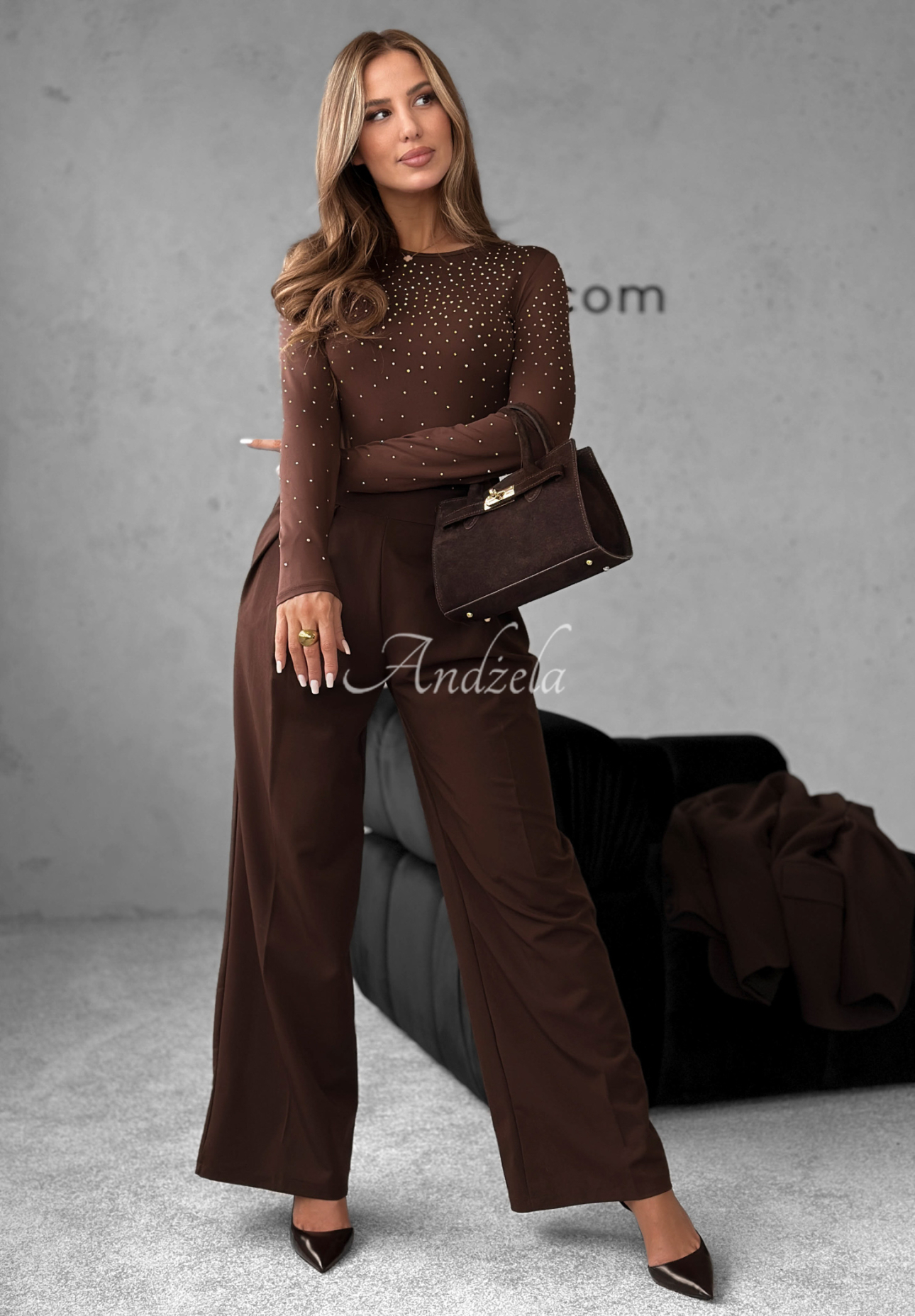 Body mit Kristallen Crystal Dawn Schokoladenbraun