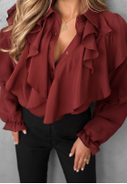 Hemd z falbankami Majestic Dreams Burgunderrot