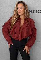 Hemd z falbankami Majestic Dreams Burgunderrot