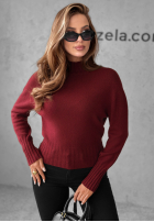 Krótki Pullover Single Snowflake Burgunderrot