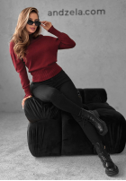 Krótki Pullover Single Snowflake Burgunderrot