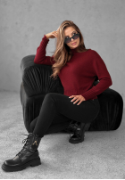 Krótki Pullover Single Snowflake Burgunderrot