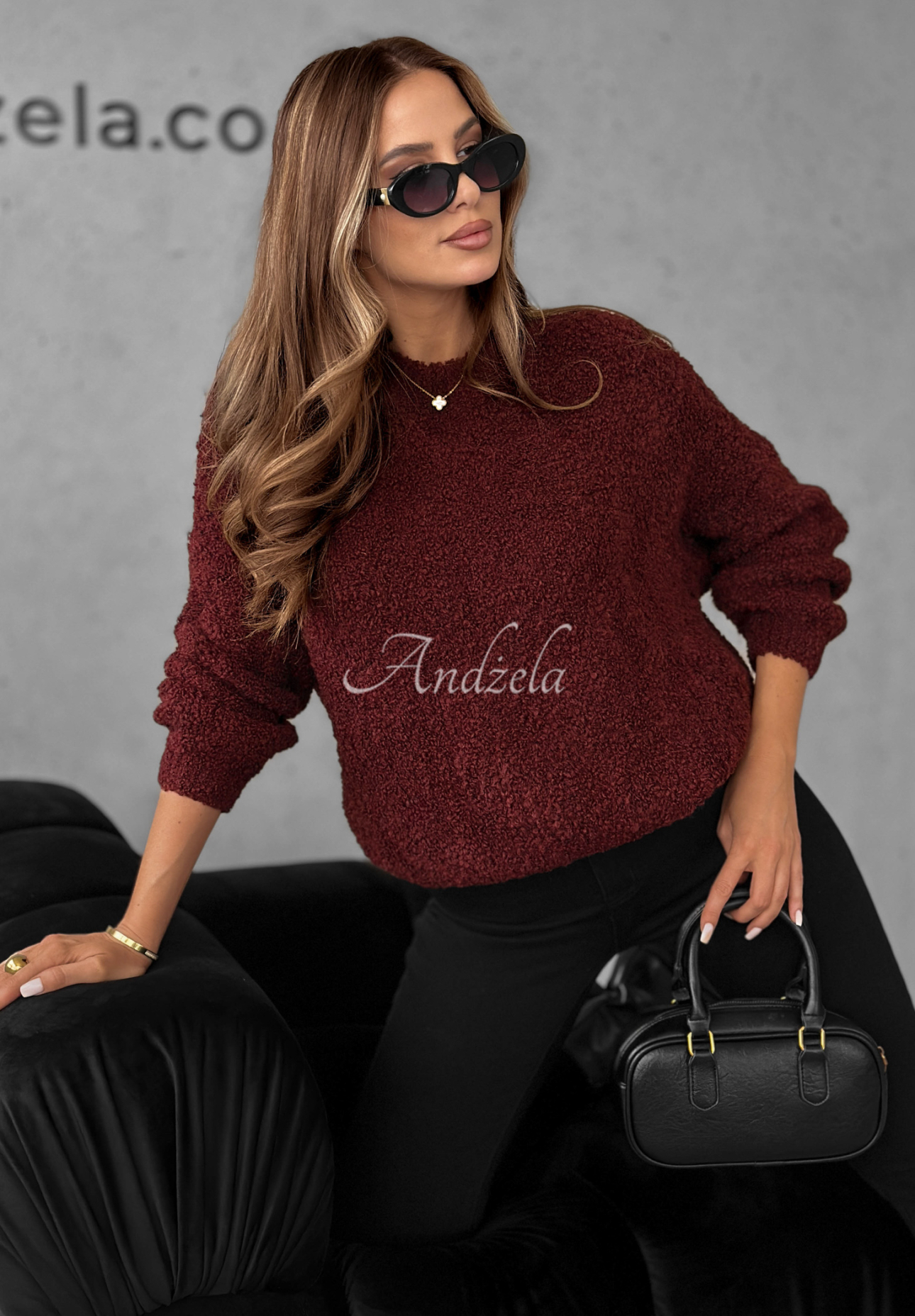 Pullover mit Mohair und Wolle Cuddly Companion Burgunderrot