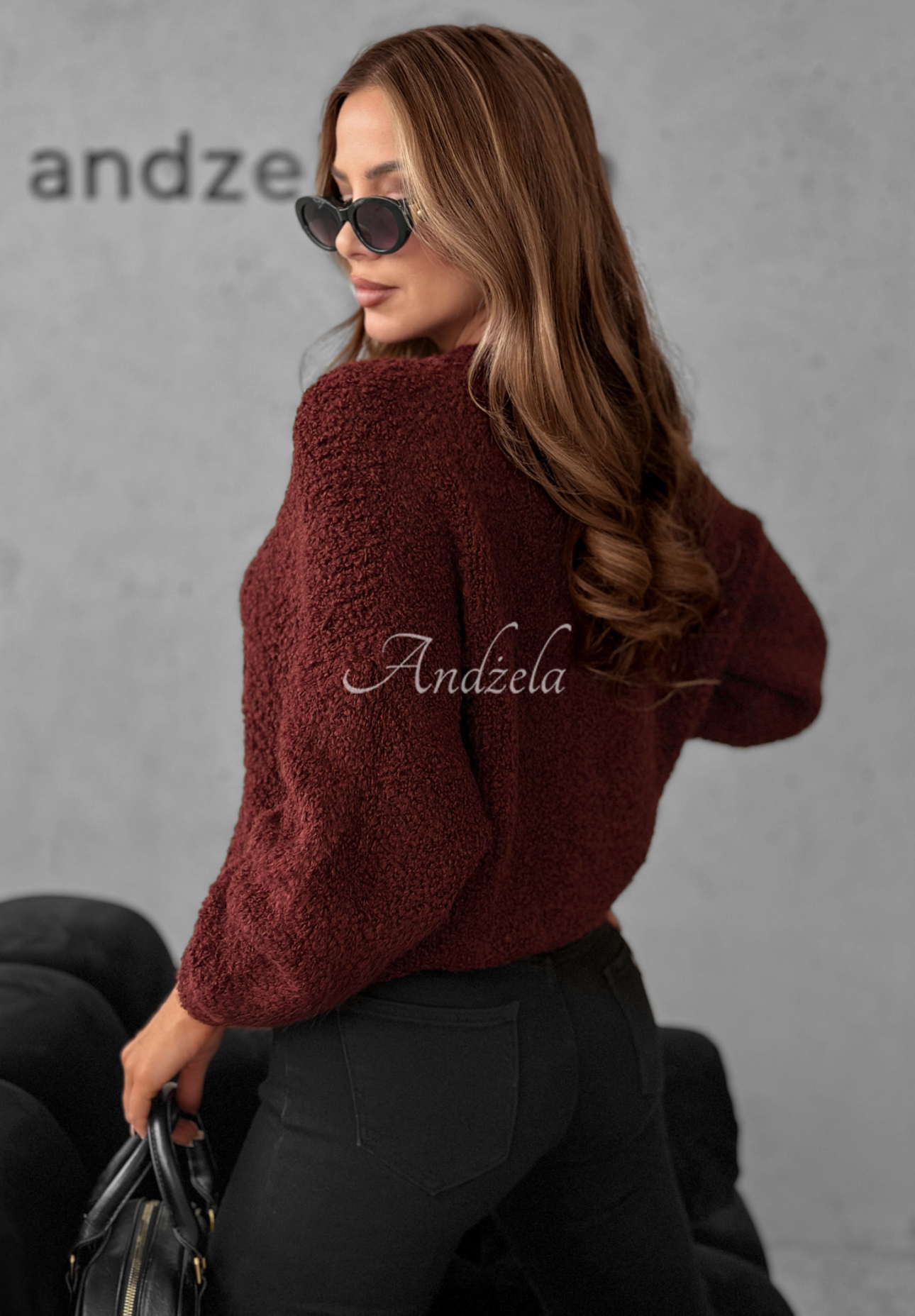 Pullover mit Mohair und Wolle Cuddly Companion Burgunderrot