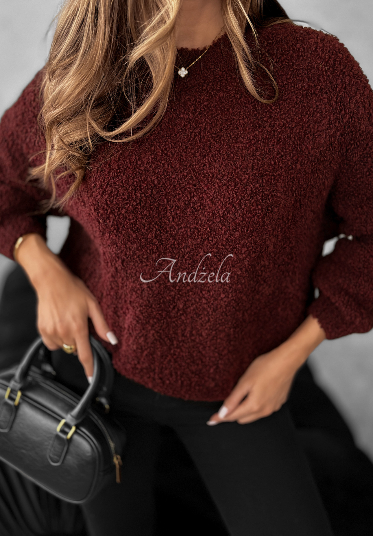 Pullover mit Mohair und Wolle Cuddly Companion Burgunderrot