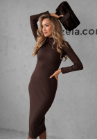 Prążkowana Kleid midi Smile Again Schokoladenbraun