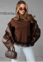T-Shirt z koronką Daily Lace Schokoladenbraun