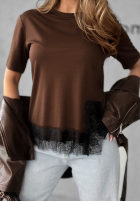 T-Shirt z koronką Daily Lace Schokoladenbraun