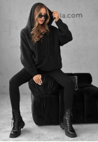 Pullover oversize ze sznurowaniem i kapturem Laossi Schwarz