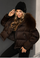 Puchowa Jacke z futerkiem In Your Dreams Schokoladenbraun