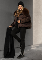 Puchowa Jacke z futerkiem In Your Dreams Schokoladenbraun