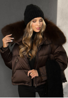 Puchowa Jacke z futerkiem In Your Dreams Schokoladenbraun