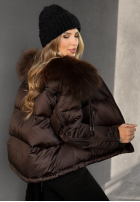 Puchowa Jacke z futerkiem In Your Dreams Schokoladenbraun