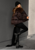 Puchowa Jacke z futerkiem In Your Dreams Schokoladenbraun