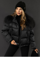 Puchowa Jacke z futerkiem In Your Dreams Schwarz