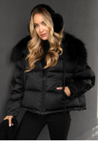 Puchowa Jacke z futerkiem In Your Dreams Schwarz