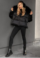 Puchowa Jacke z futerkiem In Your Dreams Schwarz