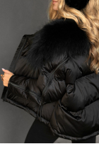 Puchowa Jacke z futerkiem In Your Dreams Schwarz
