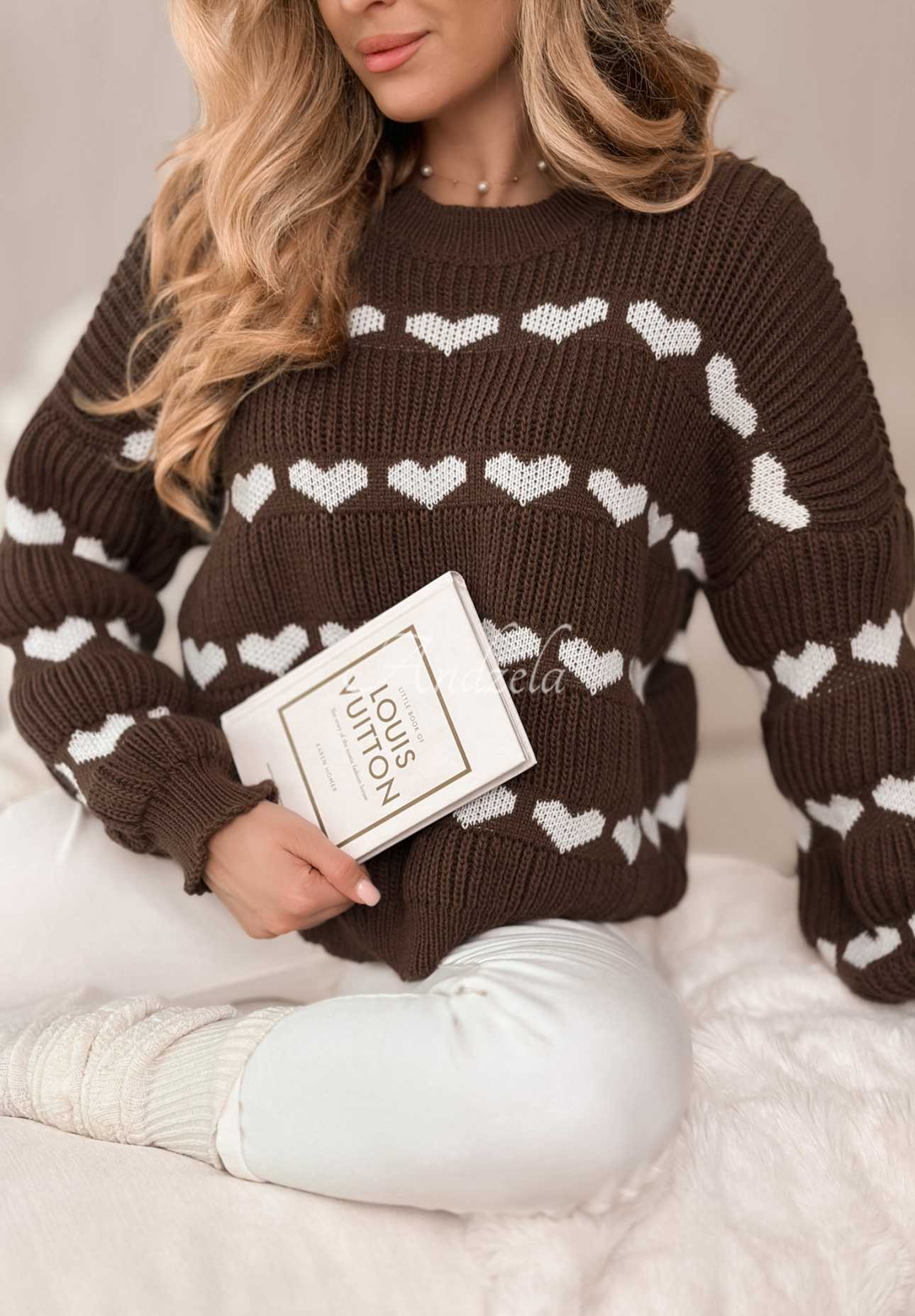 Pullover mit Herzmuster Lots Of Hearts Schokoladenbraun