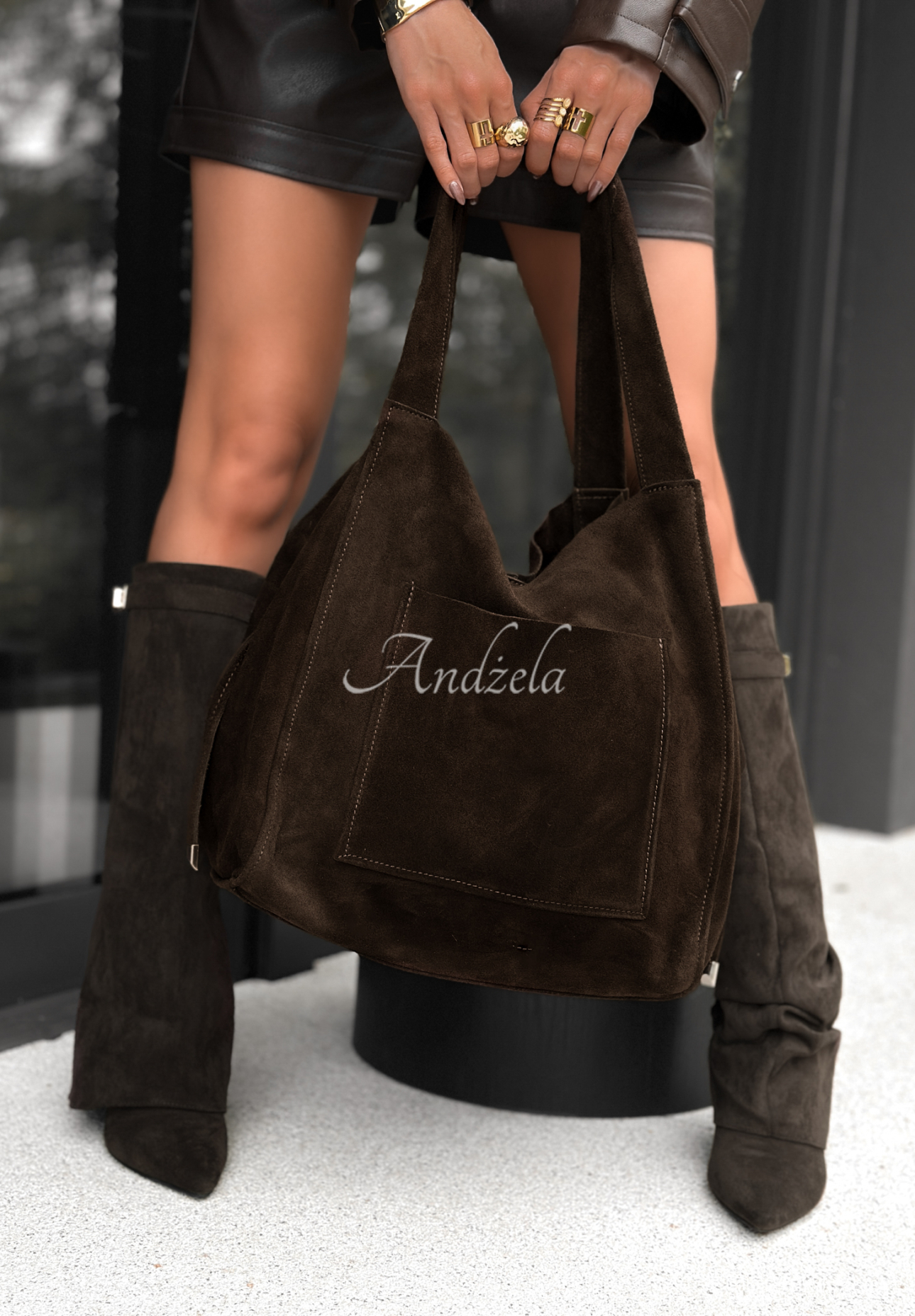 Wildlederhandtasche Inspire to Aspire Schokoladenbraun