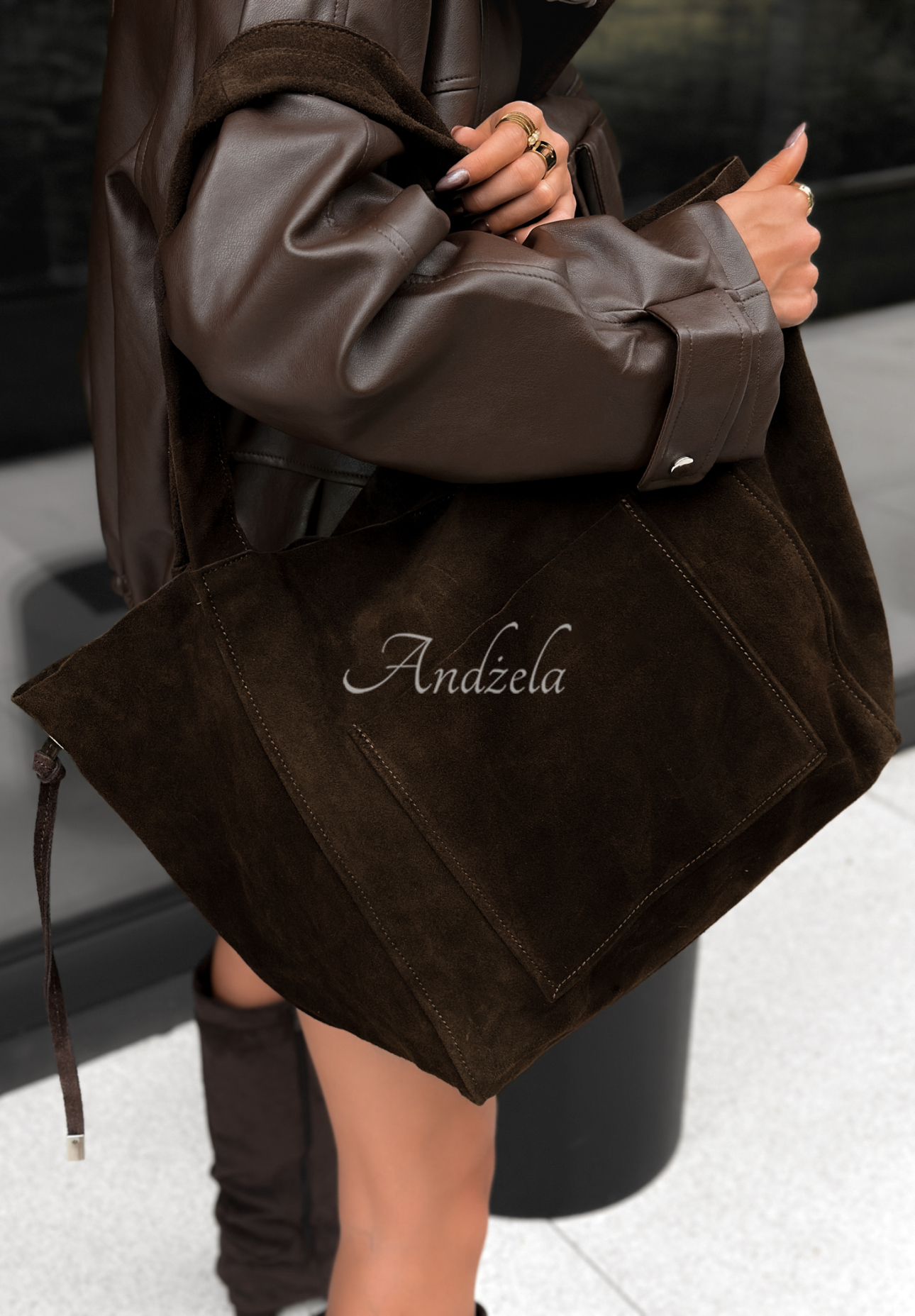 Wildlederhandtasche Inspire to Aspire Schokoladenbraun